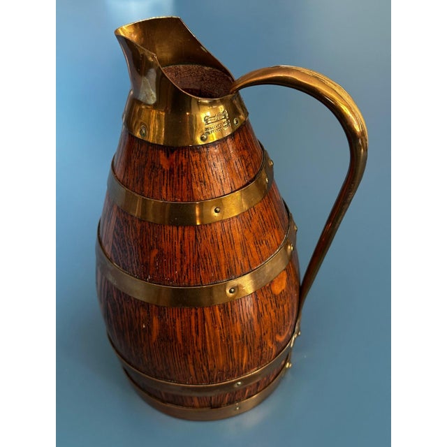 1950s Oak and Brass Pitcher by Gérard Lafitte, France, 1950s For Sale - Image 5 of 17