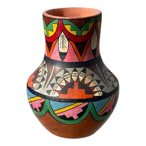 1970s Native American Polychrome Pot by Mrs. Lorencita