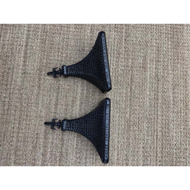 Vintage Black Cane Wall Shelves With Nice Detail For Sale - Image 9 of 9