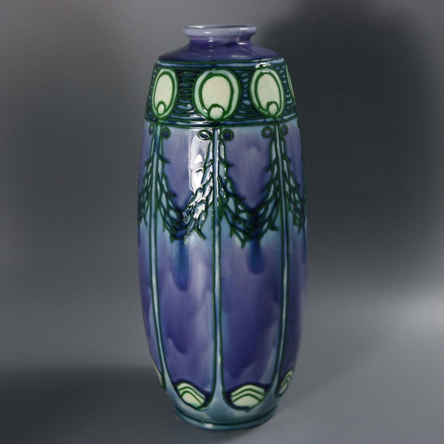 1910s Pair of Minton Secessionist Purple No.1 Vases For Sale - Image 5 of 11