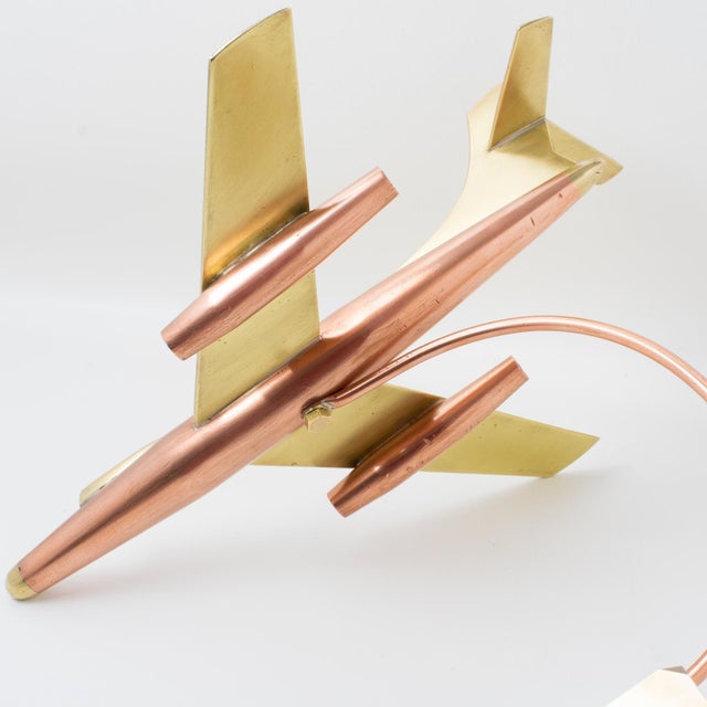 Metal Brass and Copper Airplane Jet Aviation Model, France circa 1960 For Sale - Image 7 of 16