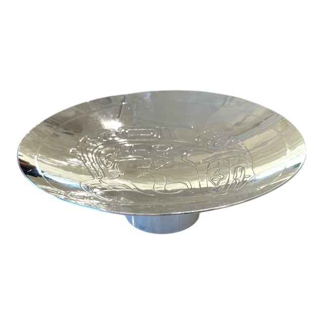 Silver Harold Alfred Signed Silvered Copper Salmon Formline Pedestal Bowl, Canadian Indigenous First Nations Kwakwaka’wakw Native Art For Sale - Image 8 of 11