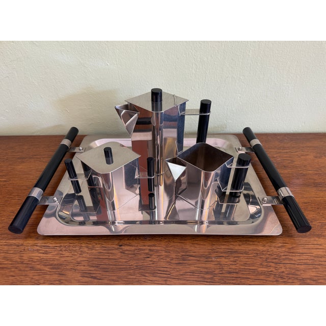 You are viewing a fantastic Italian Four Piece Tea Set by Massimo Podesta for Montagnani. The set includes a rectangular...