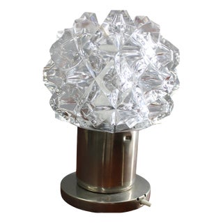 Mid-Century Modern Czech Crystal Glass Table Lamp, 1970s For Sale