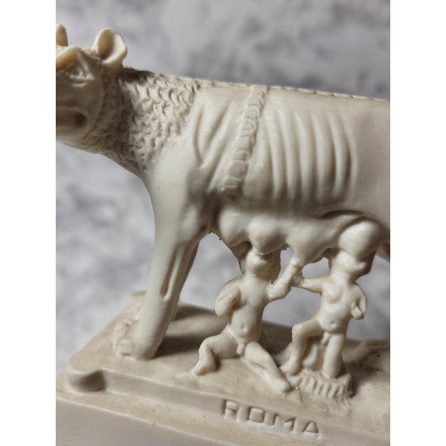 1980s Stone Figurine Wolf and Romulus Remus For Sale - Image 9 of 13
