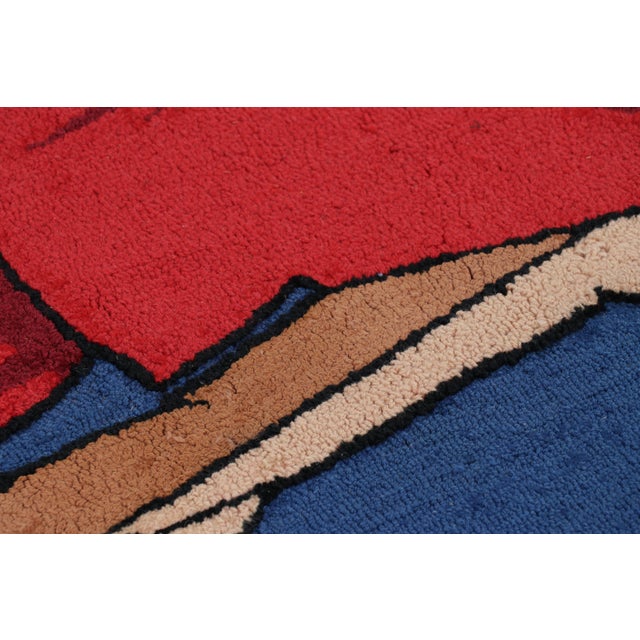 Vintage Jewish Pictorial Tapestry in Red, Blue and Black Tones | Rug & Kilim For Sale - Image 10 of 11