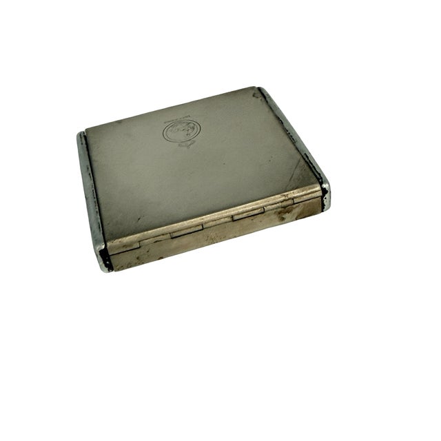 Art Deco Vintage French Art Deco Coty Paris Powder Compact With Red Enamel Accent For Sale - Image 3 of 9