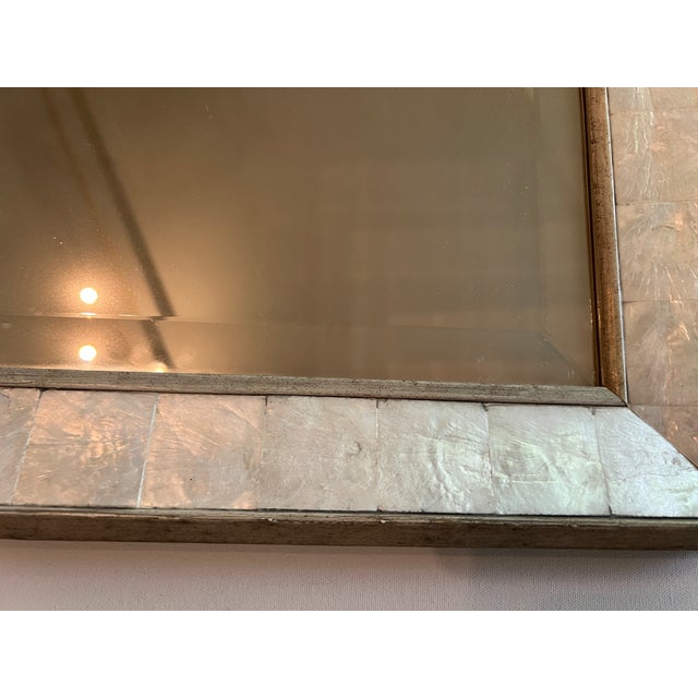 1990s Handcrafted Mother of Pearl Shell Mirror For Sale - Image 9 of 14