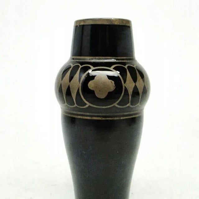 Antique Art Nouveau Vase with Glass, 1900s For Sale - Image 3 of 6