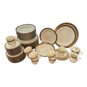 Late 20th Century Vintage Fine China in Alhambra Pattern by Ranmaru Service for Twelve Plus Serving Pieces- 51 Pieces