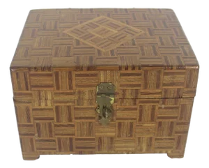 1960’s Parquetry Wood Inlay Box, Hinged Lid Wood