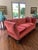 Spanish Revival 1920s Spanish Revival Tuxedo Couch in Red Velvet For Sale - Image 3 of 12