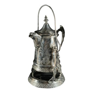 Wilcox Quadruple Plate (Silverplate) Tilting Pitcher and Stand, Circa 1878 For Sale