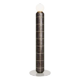 Handcrafted Ceramic Floor Lamp in Scorcheat Coal Glaze For Sale