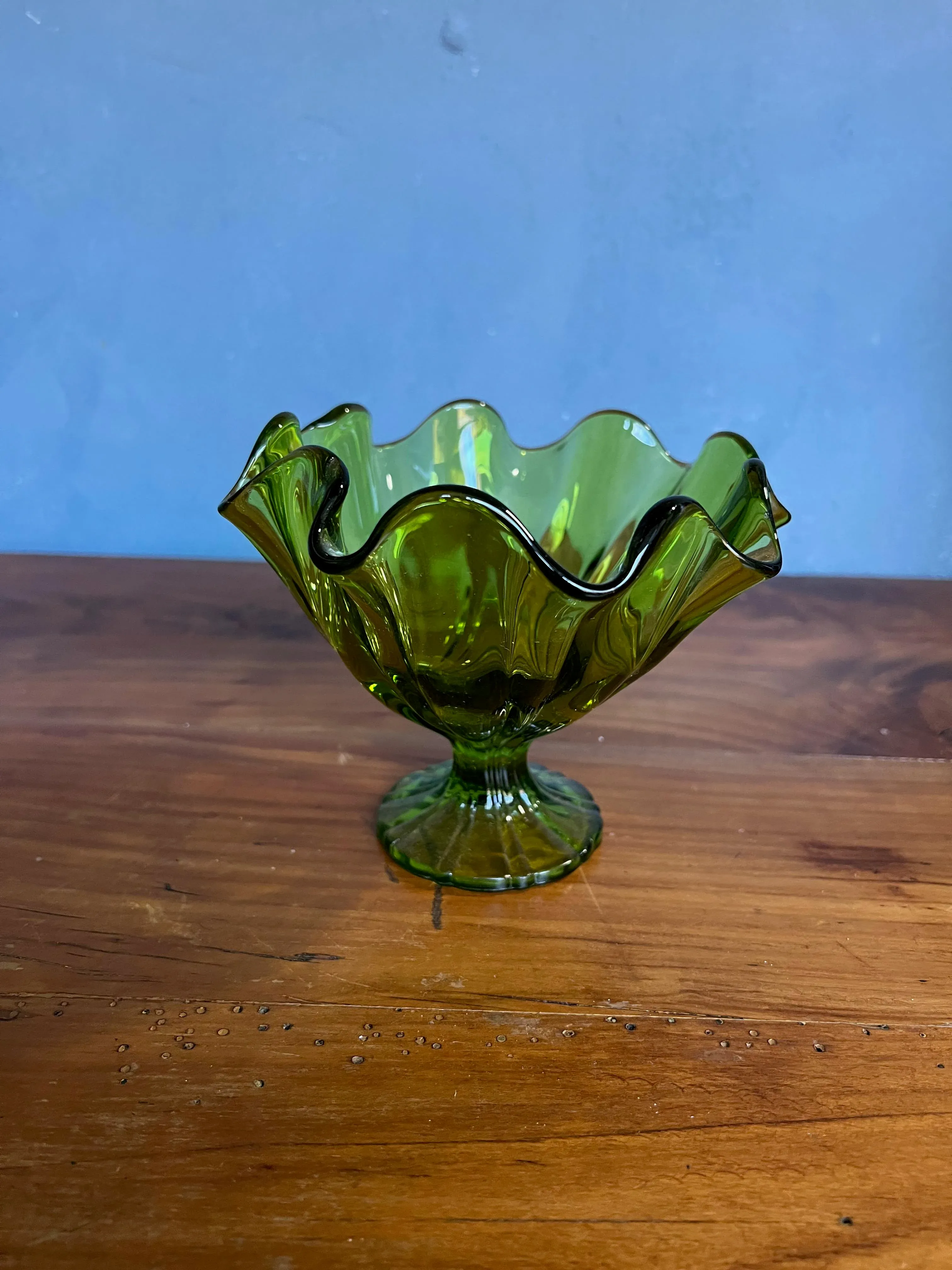 Mid-Century Modern Green Glass Coupe by Viking | Chairish