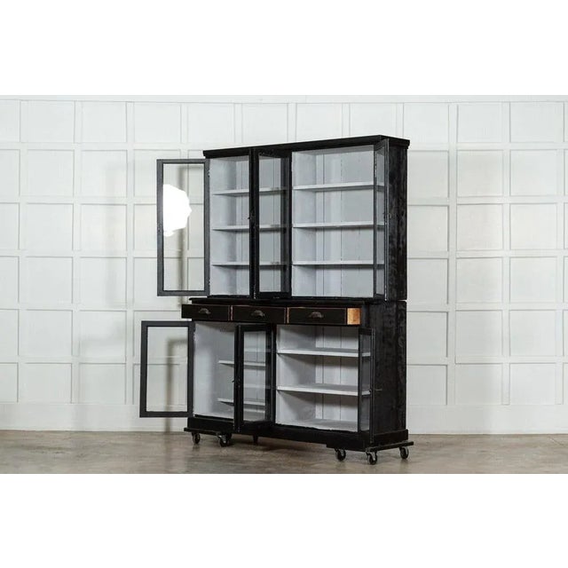 English Ebonised Glazed Pine Dresser or Bookcase, 1890 For Sale - Image 6 of 12