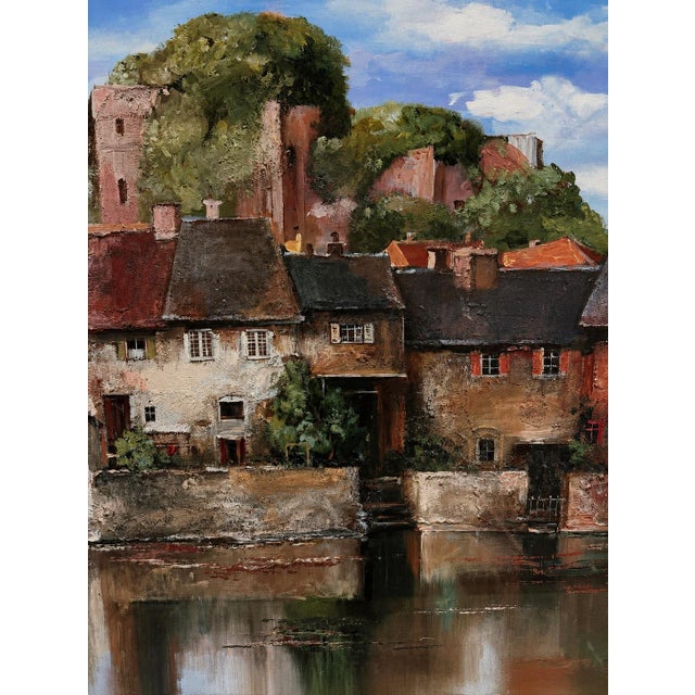 Wood Late 20th Century Robert Duval European Village Landscape Print in Decorative Arts, Inc. Designer Frame For Sale - Image 7 of 10
