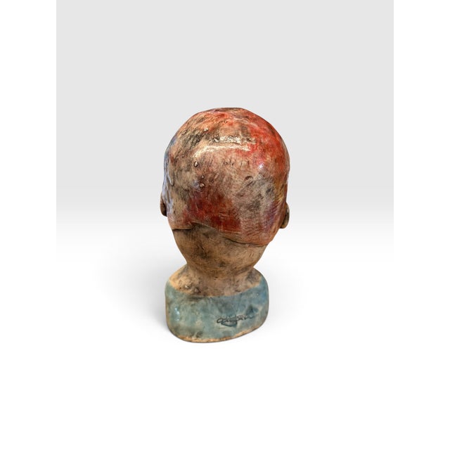 Ceramic 1970s Signed Studio Art Pottery Surrealist Bird Mask Figural Ceramic Bust For Sale - Image 7 of 8