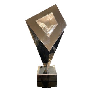 Table Lamp by Giovanni Banci in Aluminum and Opaline Glass, 1970s For Sale