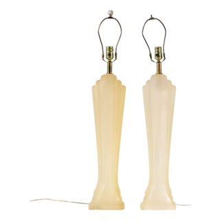 Mid 20th Century Paolo Gucci Mid Century Frosted Resin Table Lamps - Pair For Sale