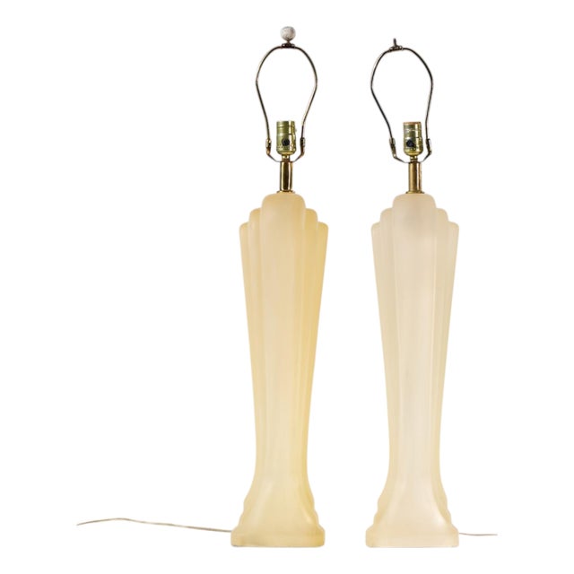 Mid 20th Century Paolo Gucci Mid Century Frosted Resin Table Lamps - Pair For Sale