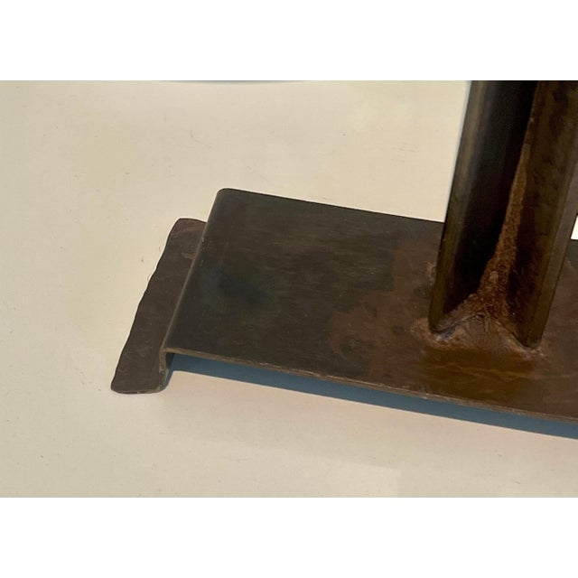 Pair Hand Crafted Brutalist Iron Candelabra With 5 Candle Holders For Sale - Image 10 of 12