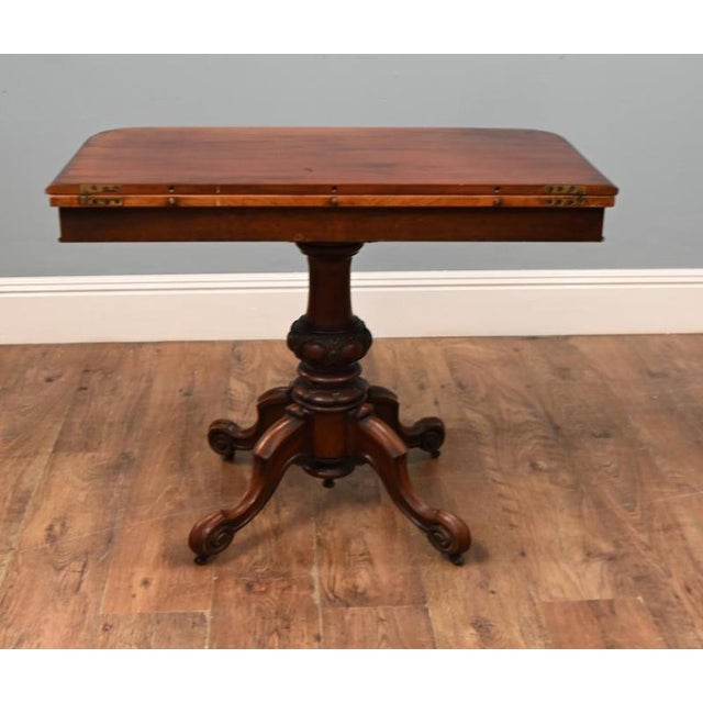 Victorian Mahogany Games Table Fold-Over Card 1860 For Sale - Image 3 of 9