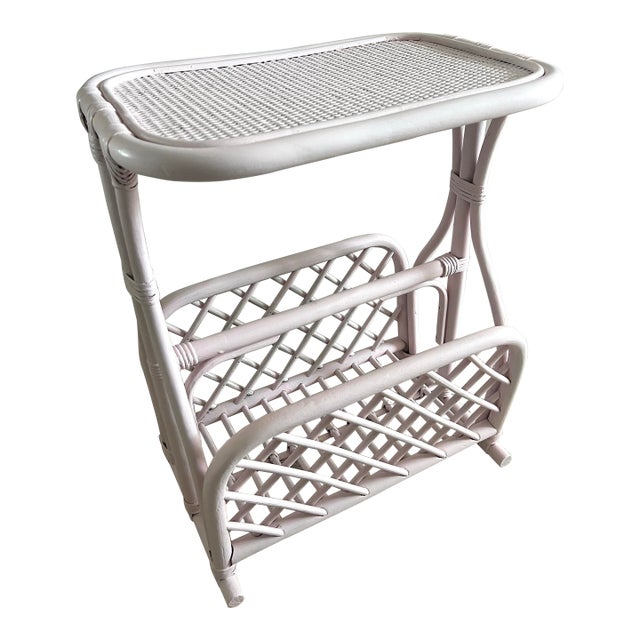 Bamboo Rattan Magazine Rack Side Table For Sale