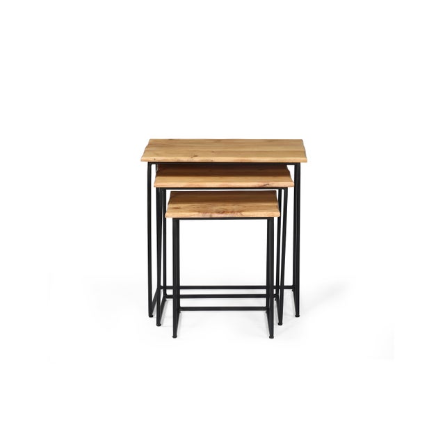 Brown Avinash 3pc Set Nest Table For Sale - Image 8 of 10