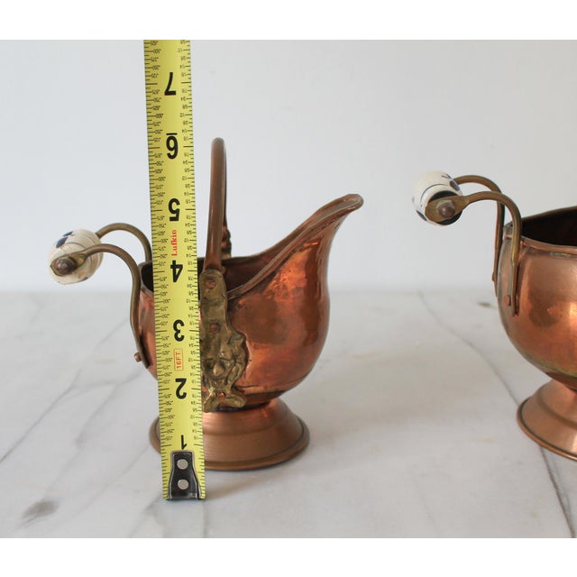 Copper and Brass Scuttle Coal Bucket Lion Head Planters - A Pair For Sale - Image 13 of 14