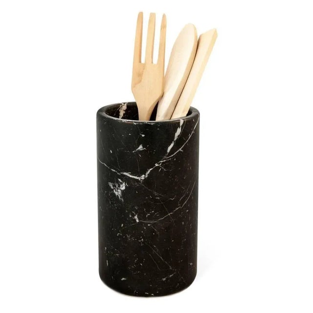 Grey Bardiglio Marble Utensil Holder For Sale - Image 6 of 11