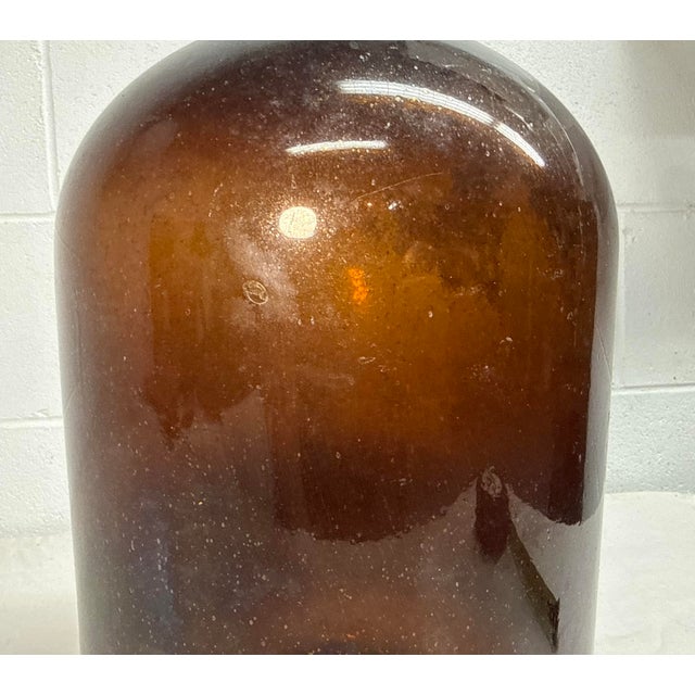 Large Rare Antique 1800's Hand Blown Amber Glass Demijohn Carboy Wine Bottle Jar For Sale - Image 4 of 13