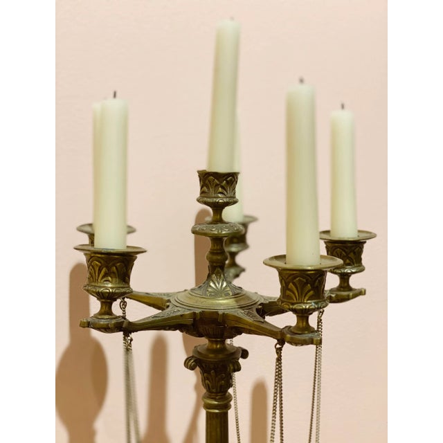 Metal French Empire Bronze Candelabras -a Pair For Sale - Image 7 of 12