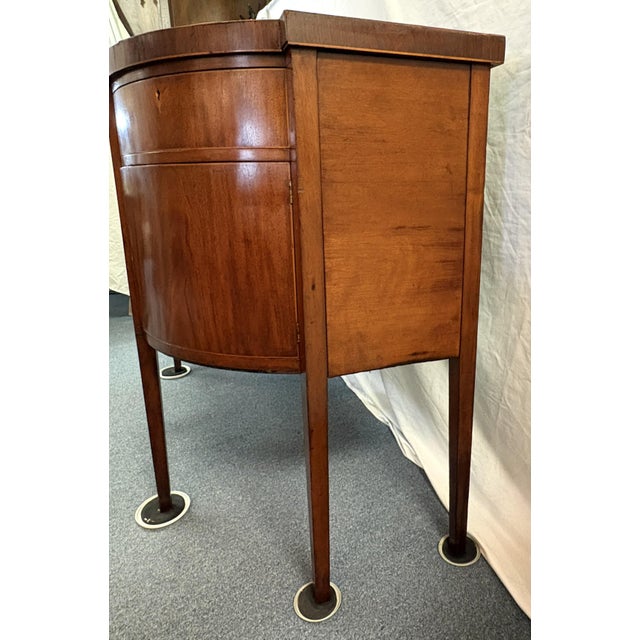 19th Century Sheraton Style Mahogany Bowfront Butler's Sideboard With Secretary Desk, Locks and Keys For Sale - Image 9 of 18