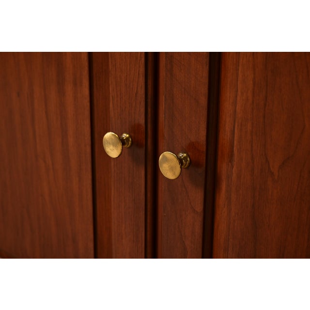 Wood Henkel Harris American Colonial Solid Cherry Wood Breakfront or Sideboard Buffet With Hutch Top, 1977 For Sale - Image 7 of 15