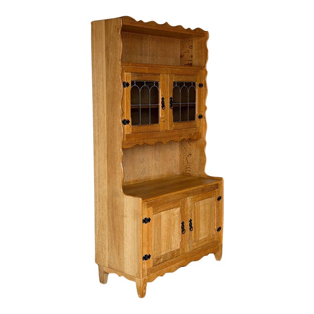 s.h. Møbler Oak Hutch With Glass Doors Danish Mid-Century Modern 1960s For Sale