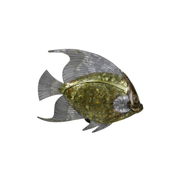 Fish in Copper, Brass & Tin Leaves, 1970s For Sale - Image 9 of 9