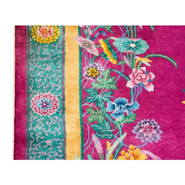 Dark Pink Early 20th Century Chinese Art Deco Rug For Sale - Image 8 of 12