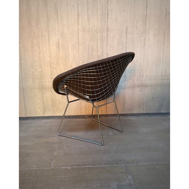 Mid-Century Modern Diamond Chair in Chrome and Brown Upholstery for Knoll International, 1980s For Sale - Image 3 of 16
