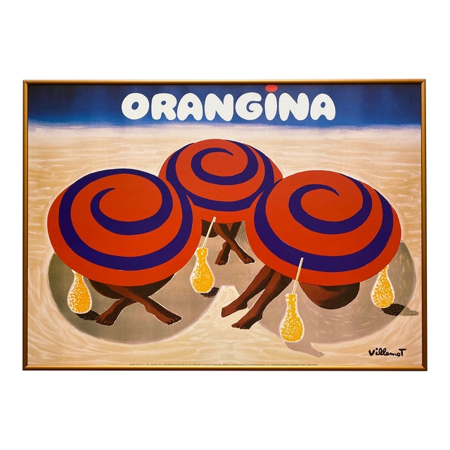 Bernard Villemot Lithograph Print Framed French Pop Art Poster " Orangina " 1984 For Sale