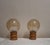 Vintage Bedside Lamps with Lacquered Beech Wood Bases and Tinted Spherical Glass Shades, 1970s, Set of 2, in Very Good...