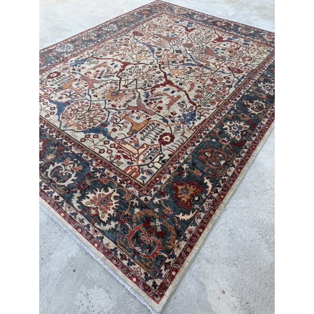2000 - 2009 Ivory Blue Persian Bakhshaish Design Hand-Knotted Rug, 09'00 X 11'08 For Sale - Image 5 of 10