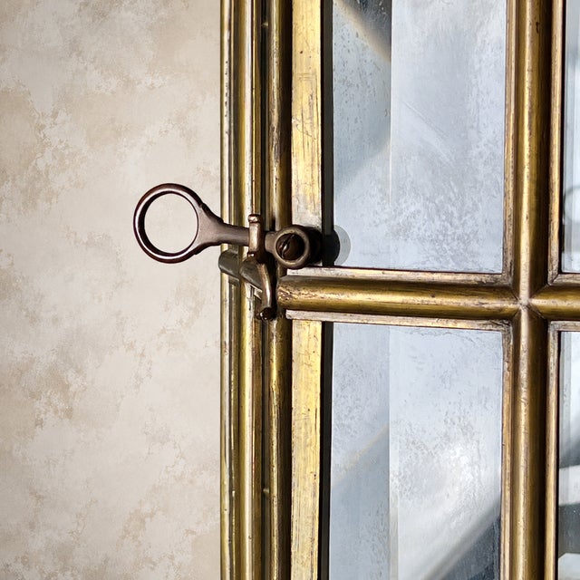 Gothic Revival Bronze Hanging Lantern with Castellated Crown, 1930s For Sale - Image 10 of 12