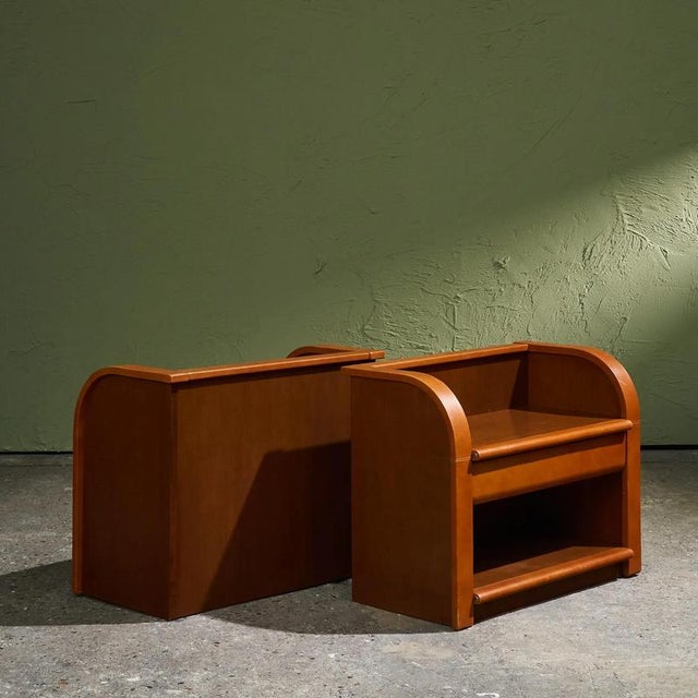 Cognac Leather Nightstands by Luigi Massoni for Poltrona Frau, Italy, 1970s, Set of 2 For Sale - Image 6 of 14