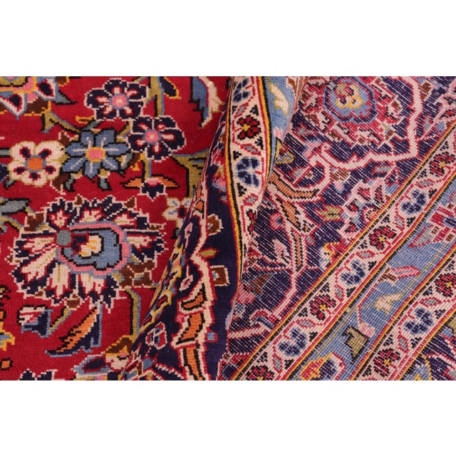 Vintage Hand-Knotted Wool Rug – 9'11" X 13'0" – Red & Blue For Sale In New York - Image 6 of 8