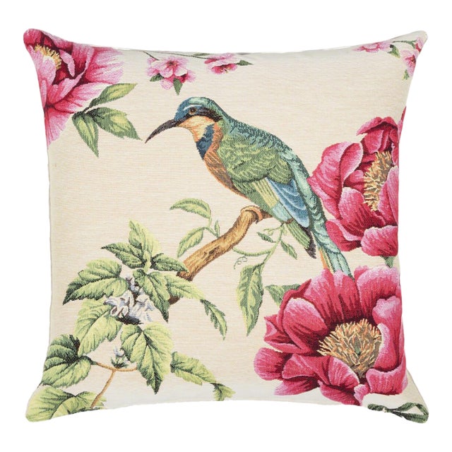 Kingfisher Tapestry Cushion With Feather Filler - 46x46cm (18"x18") For Sale