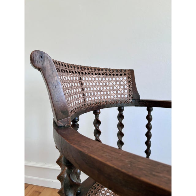 Edwardian Barley Twist Armchair With Cane, English, Early 20th Century For Sale - Image 4 of 16