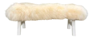 White Yeti Real Sheepskin Bench by Area Design