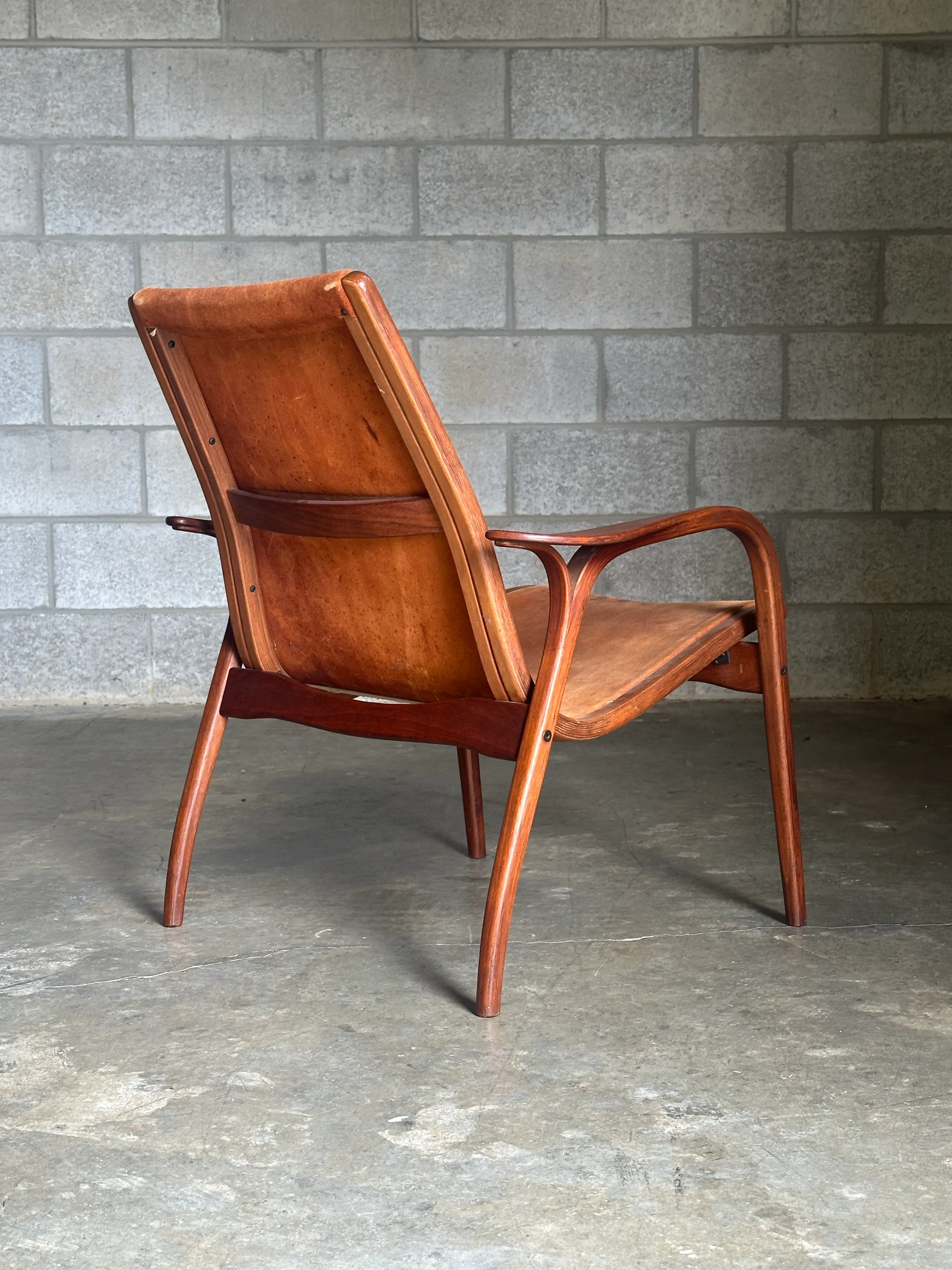 1960s Yngve Ekström for Swedese Teak and Suede Lounge Chair | Chairish
