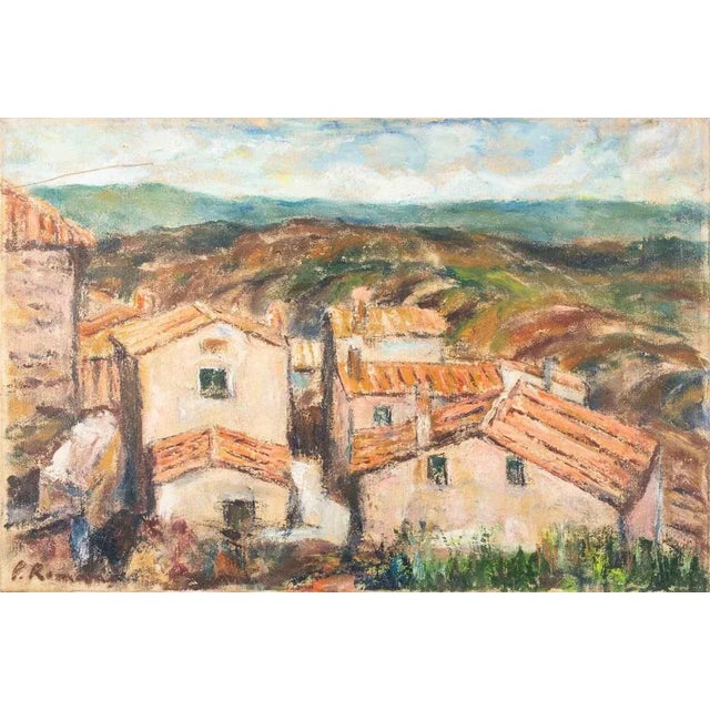 1990s Pino Romanò, Houses in the Hills, Oil Painting, 1990s For Sale - Image 5 of 5